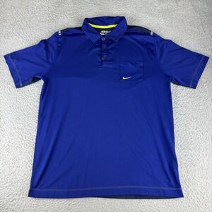 Nike Golf Polo Shirt mens L blue Tour Performance Dri-Fit Wicking Stretch Preppy